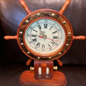 Nautical Wooden Ship Wheel Clock